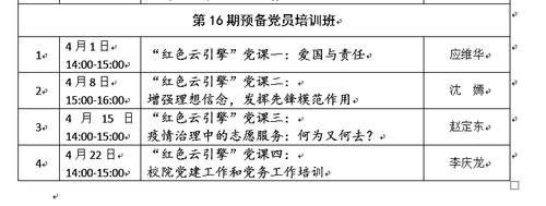 第十六期预备党员课课表